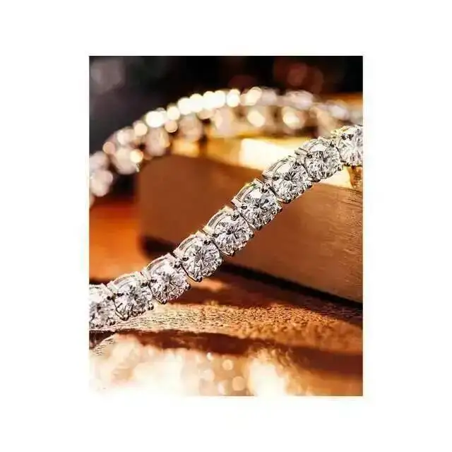 

3mm Tennis Chain Vvs Moissanite Diamond Stubbed 925 Sterling Silver White Gold Plated 18-24