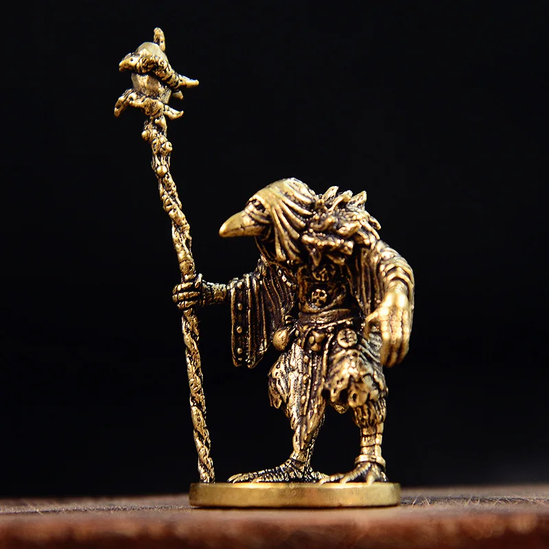 Domineering Wizard Bird Man Yellow and White Copper Vintage Antique Bronze Micro Carving Tea Pet