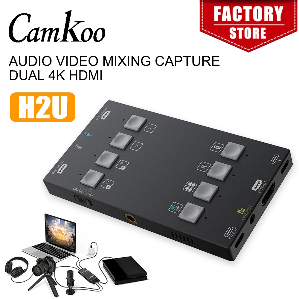 CAMKOO H2U compatible with dual 4K HDMI audio and video capture cards suitable for live streaming video recorders, game consoles