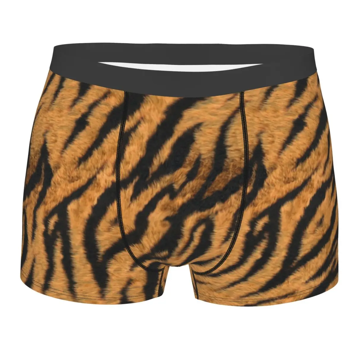 Custom Novelty Tiger Stripe Print Boxers Shorts Panties Men's Underpants Breathable Animal Skin Texture Briefs Underwear