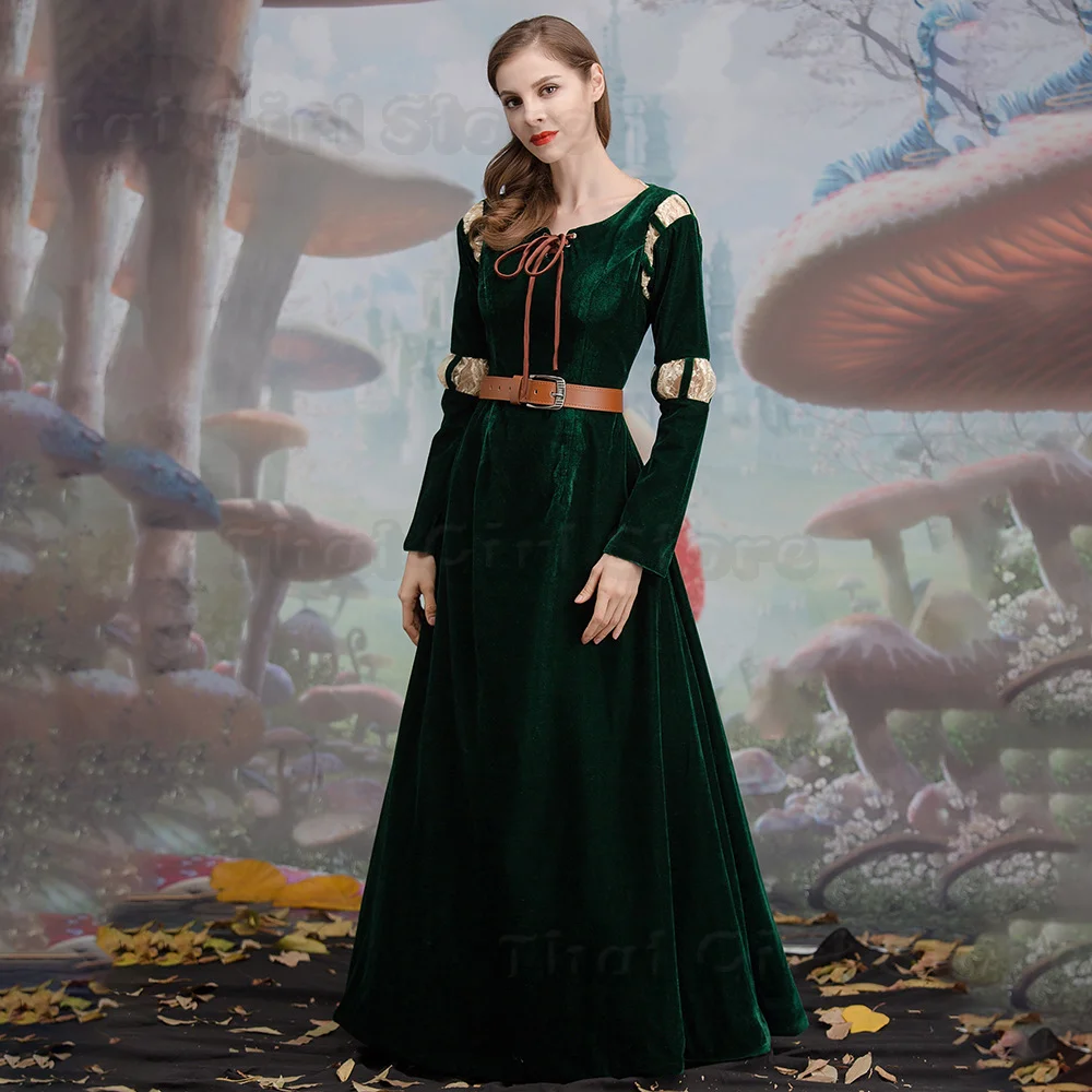 Brave cartoon movie character cosplay costume Princess Merida court dress Halloween Costumes for Adults Women Movie Cosplay view 3