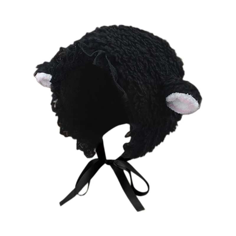 Cartoon Sheep Ear Shape Hat Fluffy Winter Ear Protects Plush Hat Cold Winter Cute Presents for Girlfriend Teenagers