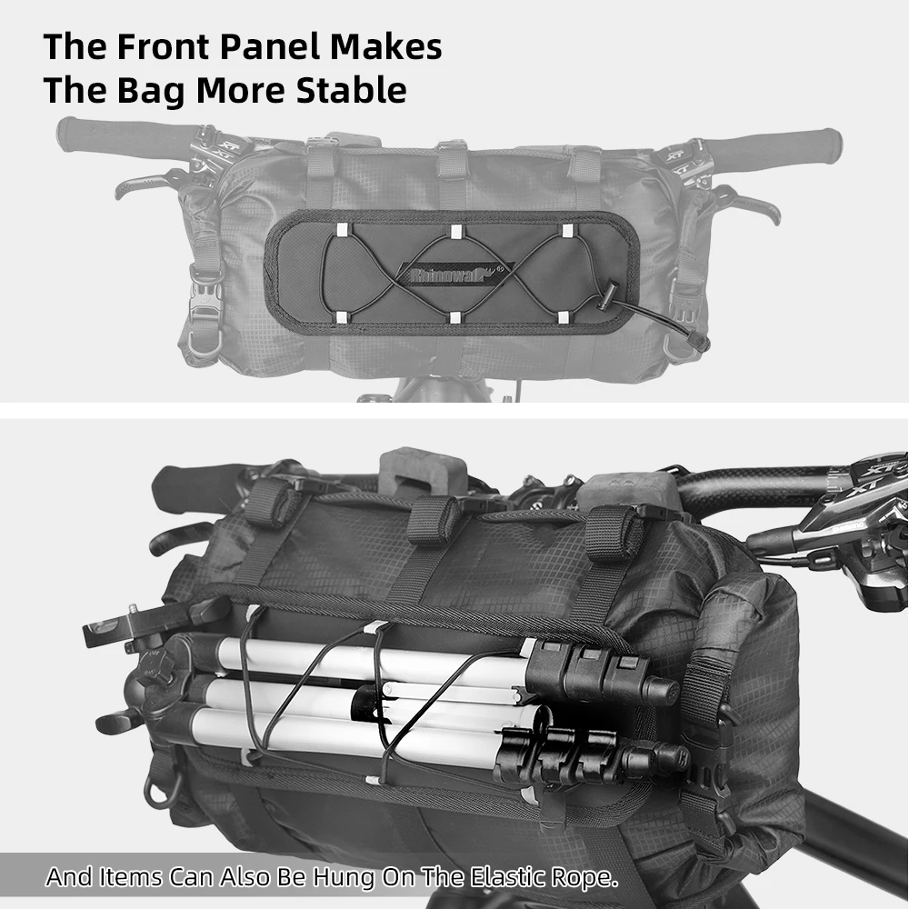 Bolsa para bicicleta Rhinowalk, bolsa multifuncional para manillar de bicicleta con bolsillos interiores y correas intercambiables