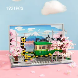 Creative Building Block Japan Anime Scene Rail Way Construction Brick Kamakura Train Figures Zabawka edukacyjna z kolekcją światła