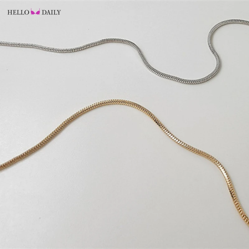 New Trendy Gold Color Stainless Steel Chain Necklace for Women Fashion Clavicle Chain Necklace Men Party Jewelry Gift