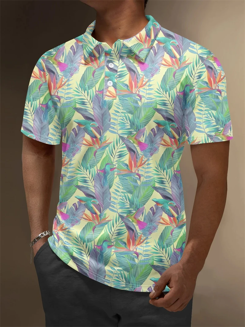 

2025 Summer New Basic Popular Loose Men's Short Sleeve Button Polo Shirt