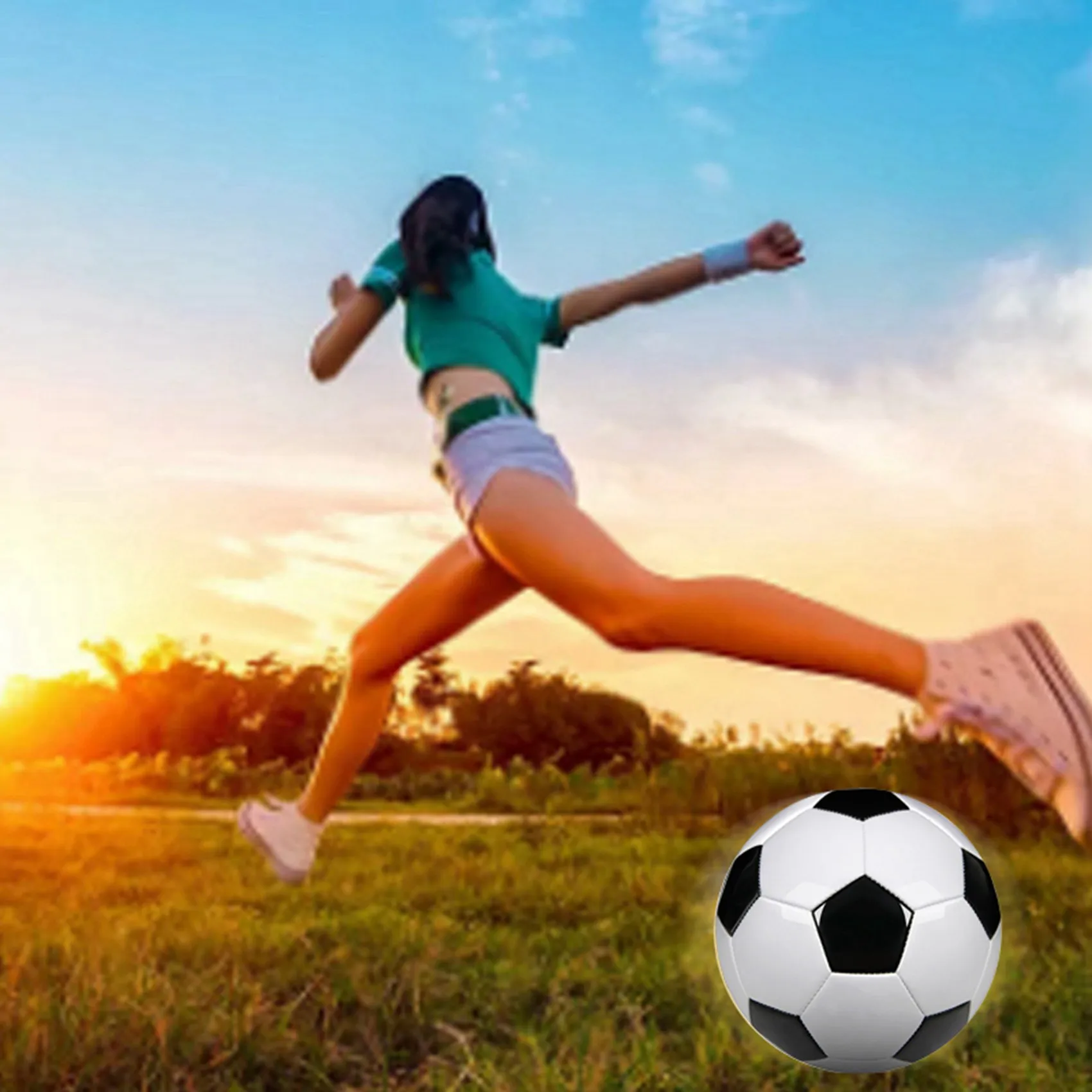 XSXS-3X Größe 5, professionelle Trainings-Fußbälle, PU-Leder, Schwarz, Weiß, Fußball-Fußbälle, Goal Team Atch Trainingsbälle