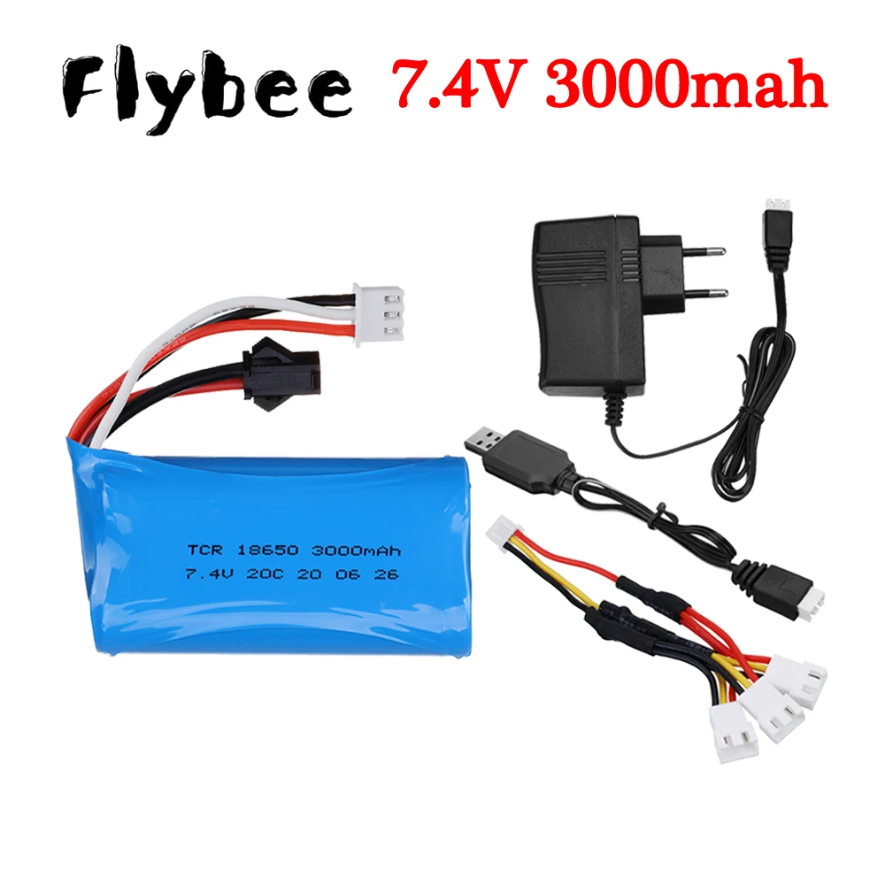 7,4 V 18650 Batterie und ladegerät 2S 7,4 v 3000mah SM stecker Li-Ion Batterie Für MN99S D90 U12A off-road racing fahrzeug RC Boote Autos