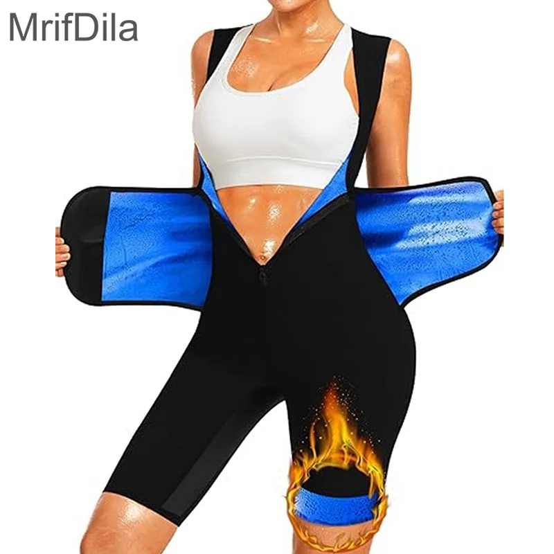 

MrifDila костюм для сауны, пояс для тренировки, усиленная молния, дышащая промежность, пот для тренировок для женщин, тренажерный зал, тонкое корректирующее белье для всего тела