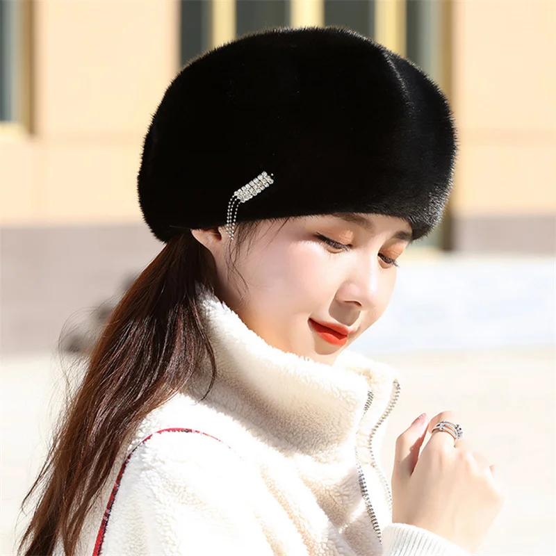 

2022 New Hat Wholesale Bonnets Fashion For Female Fur Mink Fur Hat Women Solid Color Winter Warm Hat Women Real Fur Beanie Hat