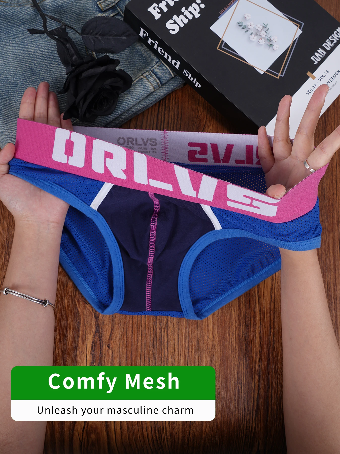 Men's Mesh Breathable Briefs U Convex Pouch Elastic Waistband Body Shaping Sports Underwear