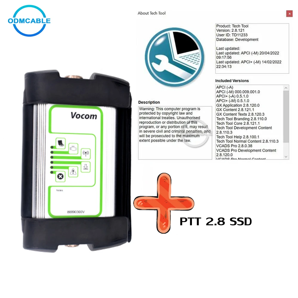 PTT 2.8 Premium Tech Tool developer FH FM Truck Excavator diagnostic tool For  vocom 88890300V construction bus scan tool