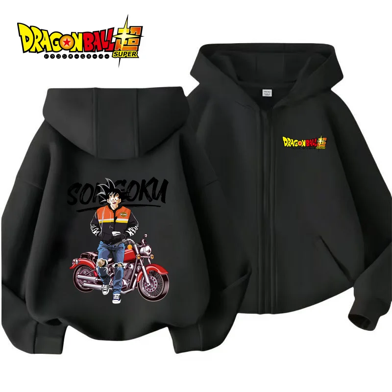 أنيمي دراغون بول الاطفال قلنسوة بسحاب الكرتون جوكو طباعة الخريف طويلة الأكمام البلوز BoysClothes فتاة سترة عادية القمم #3