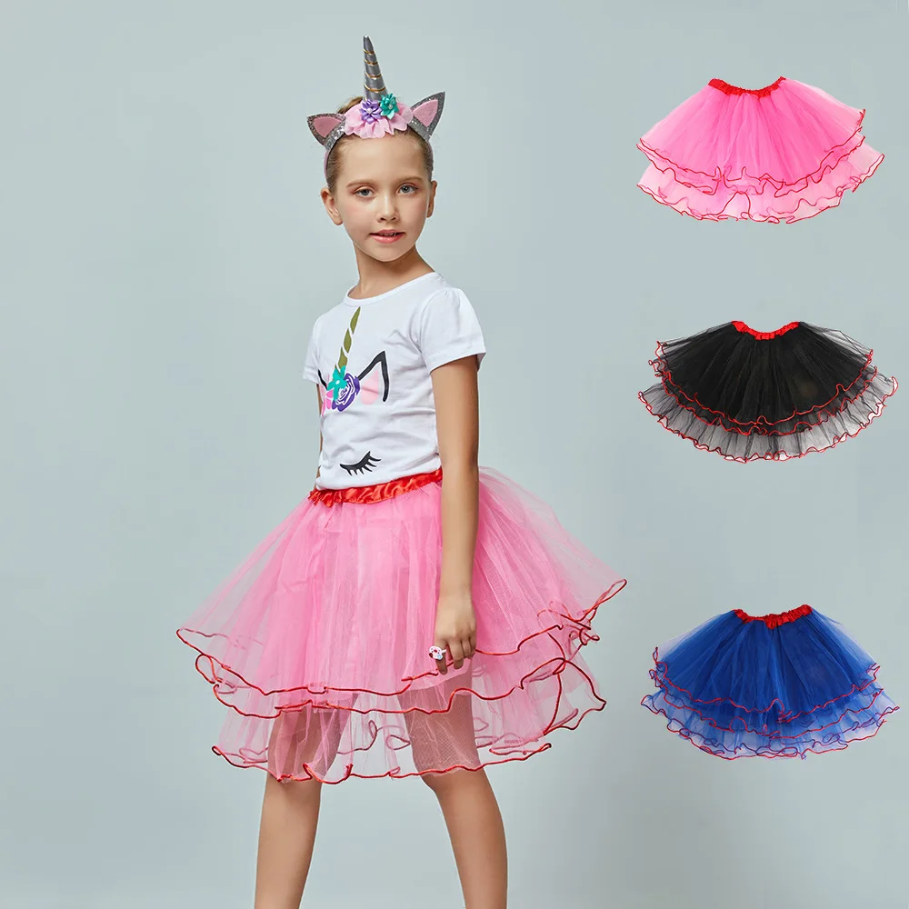 Summer Baby Kids Girls Lace Tutu Skirts Fluffy Ballet Half Skirt Toddler Mesh Ballet Dance Bottom Children Daily Training Wear