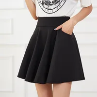 New Black Pocket Shorts Skirt Women's Basic Safety Pants Skirts School Flared Casual Mini Skater Medium Pleated Plus Size 4XL