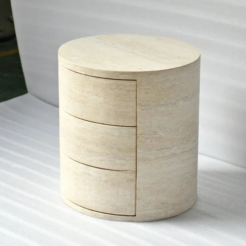 

Modern simple solid wood bedside table limestone sofa side table convertible drawer home bedroom furniture