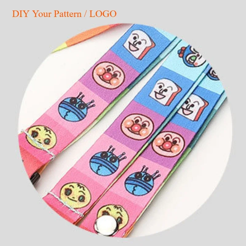 100PCS Free Custom Lanyard Customized Pattern / LOGO Neck Hanging Rope Colorful Printing DIY Straps 2CM Width
