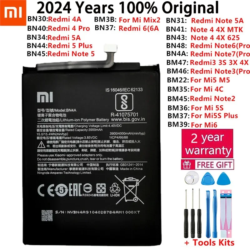 Xiao Mi Original Phone Battery For Xiaomi Redmi Note 4 4X 3 3S 3X 4X 4A 3 pro 5 5A 6 6A Pro Mi4C Mi 5X Mi 5 Mi5 M5 Mi6 Batteries