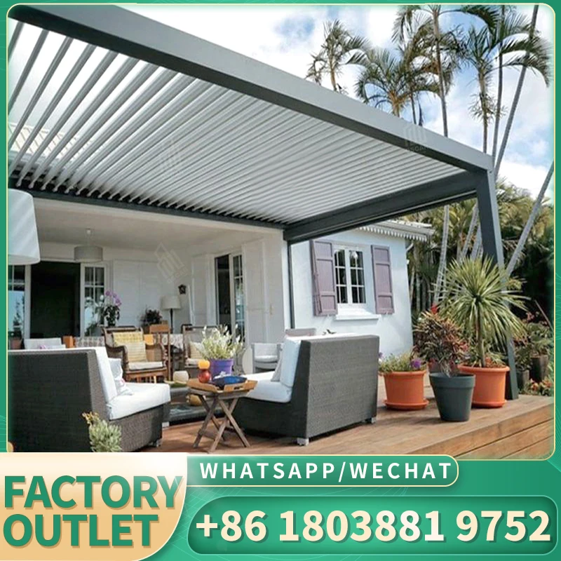 Easily Assembled Electric Pergola Prefabricated House Awning Patio Motorized Gazebo Roof Pergolux