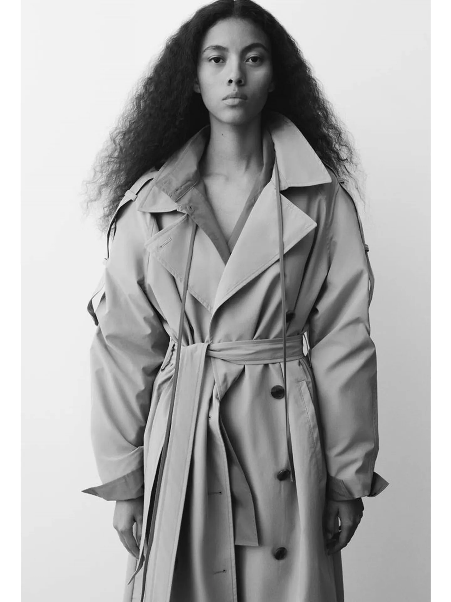 Autumn New Arrival Women's Long Sleeve Double Breasted Coat Long Length Plain Collar Double Row Buttons Fashionable Outerwear