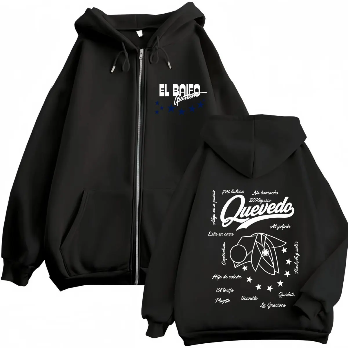 QUEVEDO EL BAIFO Album 2026 Tour Graphics Zipper Hoodie Herren Damen Mode Sweatshirts Lässige, lockere, übergroße Jacke mit Reißverschluss – Detail 5
