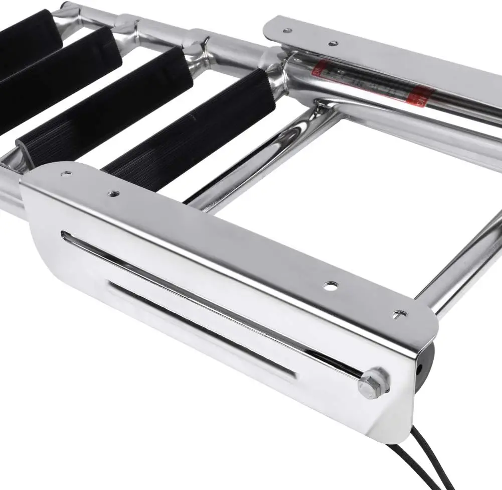 4-Step قارب من الفولاذ المقاوم للصدأ سلم قابل للتمديد عائم السباحة سطح السفينة سلم 600 جنيه قدرة قارب سلم #6