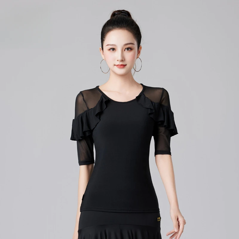 بلوزة صيفية جديدة للرقص اللاتيني للنساء البالغات، ملابس ممارسة الرقص على الطراز الكوبي للرقص على الطراز الكوبي