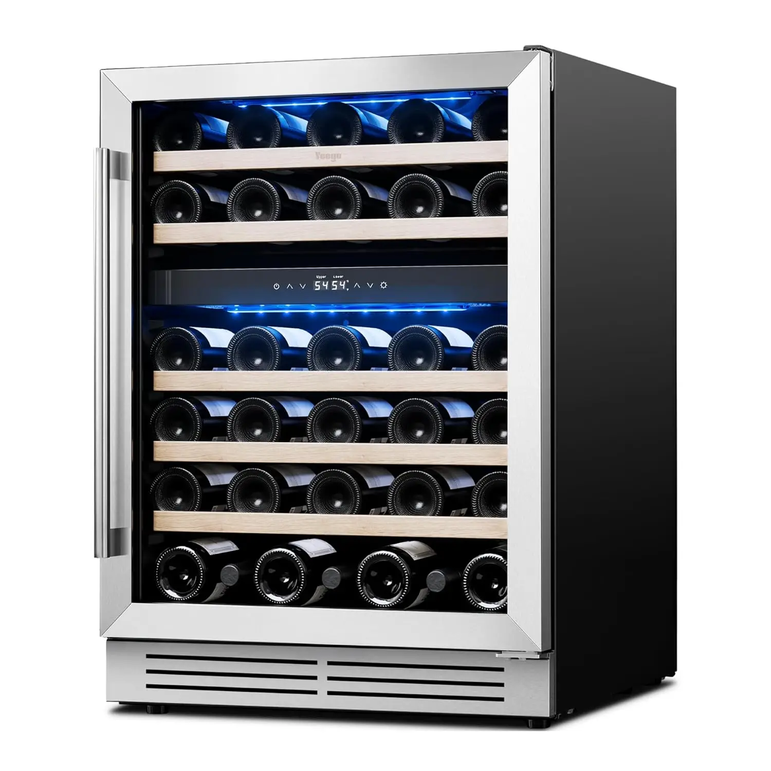 

24In Dual Zone Wine Fridge 52 Bottles 40-65F Glass Door Built-In Freestanding Under Counter Beer Soda Home Bar Office Customized