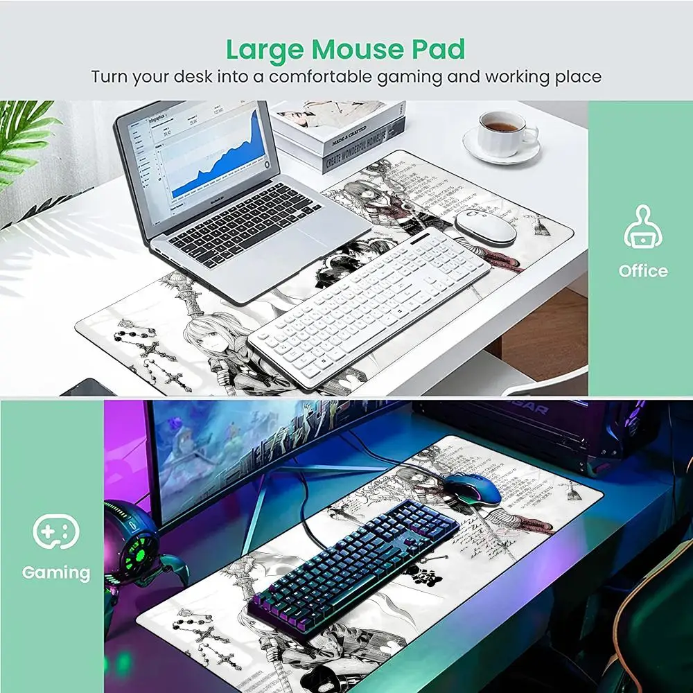 Large Black & White Girl DeskMat Death Note Anime Mousepad Computer Gamers Mouse Pad Gaming E-sports Keyboard mat PC Accessories