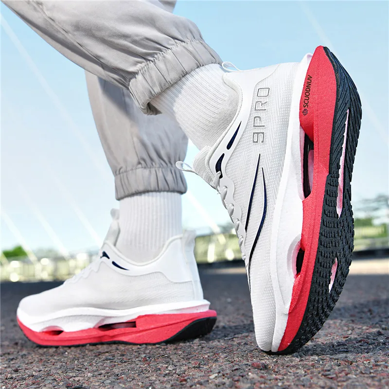 Herren-Freizeitsportschuhe, Paar-Modell 9Pro, Herren-Laufschuhe für Wettkämpfe, trendige Sportschuhe mit Farbverlauf und Mesh-Obermaterial, atmungsaktive, leichte und strapazierfähige Laufschuhe mit dicker Sohle und hoher Elastizität, die Stöße absorbieren, ideal für Outdoor-Fitness-Training. – Detail 26
