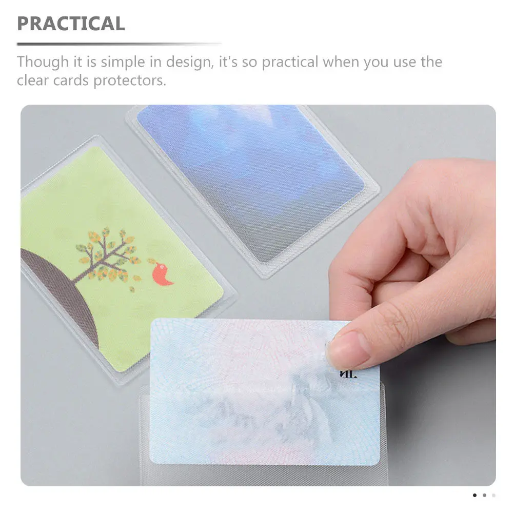 

100Pcs Clear Frosted Card Sleeves Protective Cover Multi-Function Credit Card Holder for Student Use