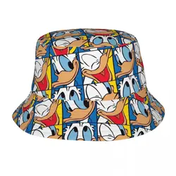 Cartoon Anime Figures Donald Duck Bucket Hats Summer Travel Headwear Stuff Fishing Fisherman Hat for Outdoor Woman Boonie Hat