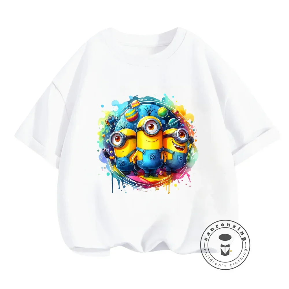 Summer Style Unveiled Kawaii Minion T-Shirts for Kids 3-14 Joyful Patterns on Soft O-Necks Boys and Girls Hip-Hop Themed Tops