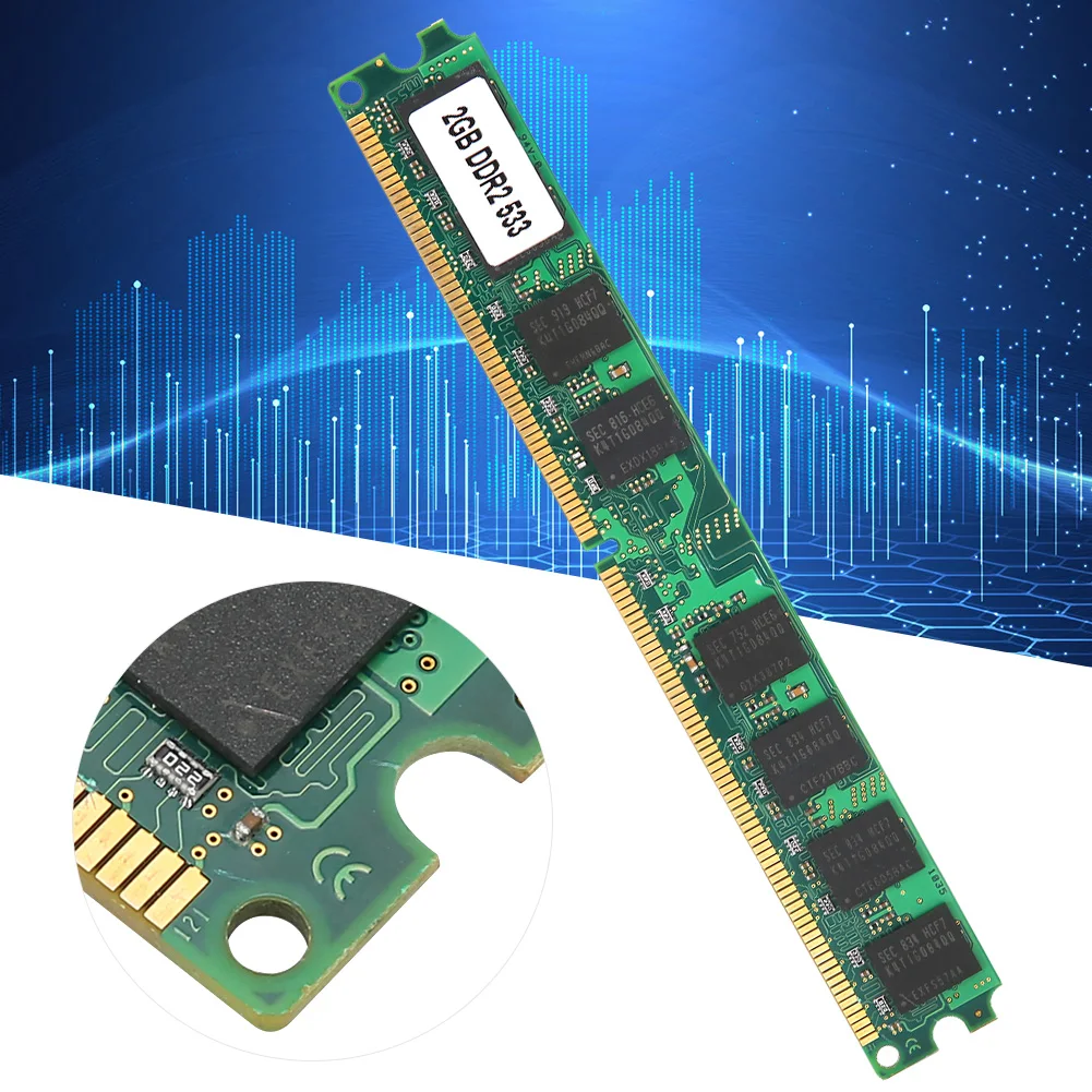 2GB Memory Module DDR2 Memory Module Memory Module Desktop Full Compatible Double‑Sided 16‑Grain DDR2 2GB 533MHZ PC‑4200