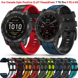 Hot 22 26mm Two Tone Silicone Watch Band QuickFit For Garmin Epix Pro Gen 2 47 51mm/Fenix 7X 7 Pro/Quatix 6 6X 5X Strap Bracelet