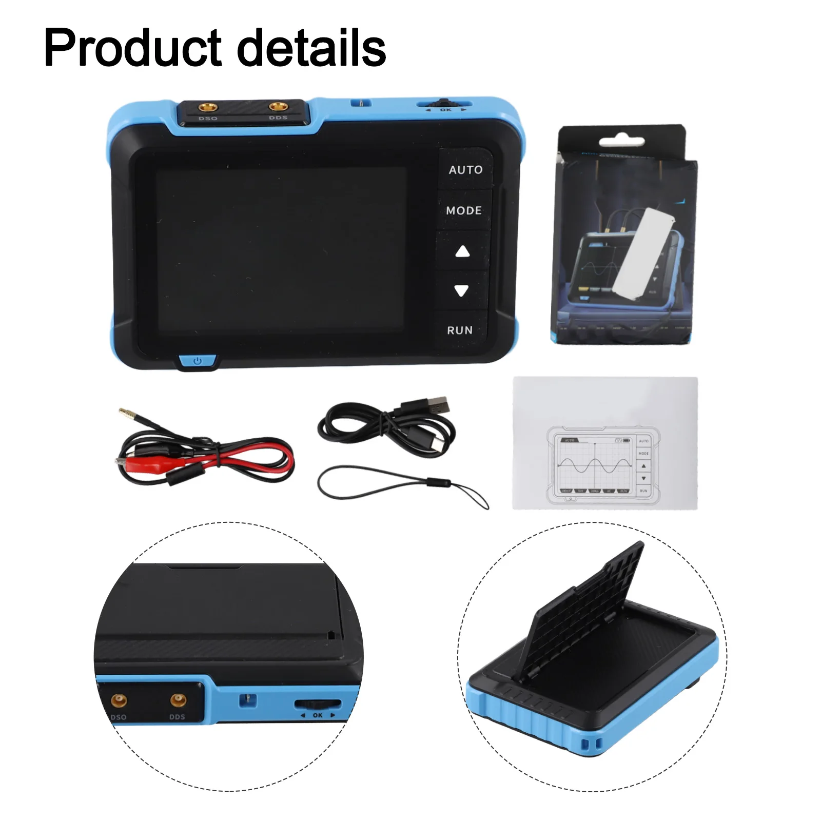 

Signal Generator Digital Oscilloscope Portable Small USB Charging 1M Bandwidth 1Mhz 99x68.3x19.5mm DSO153 For Beginner