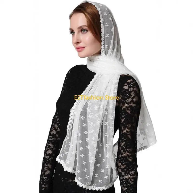 Y5GC Muslims Lace Wedding Veils Church Muslims Wedding Bride Head Covering Veils