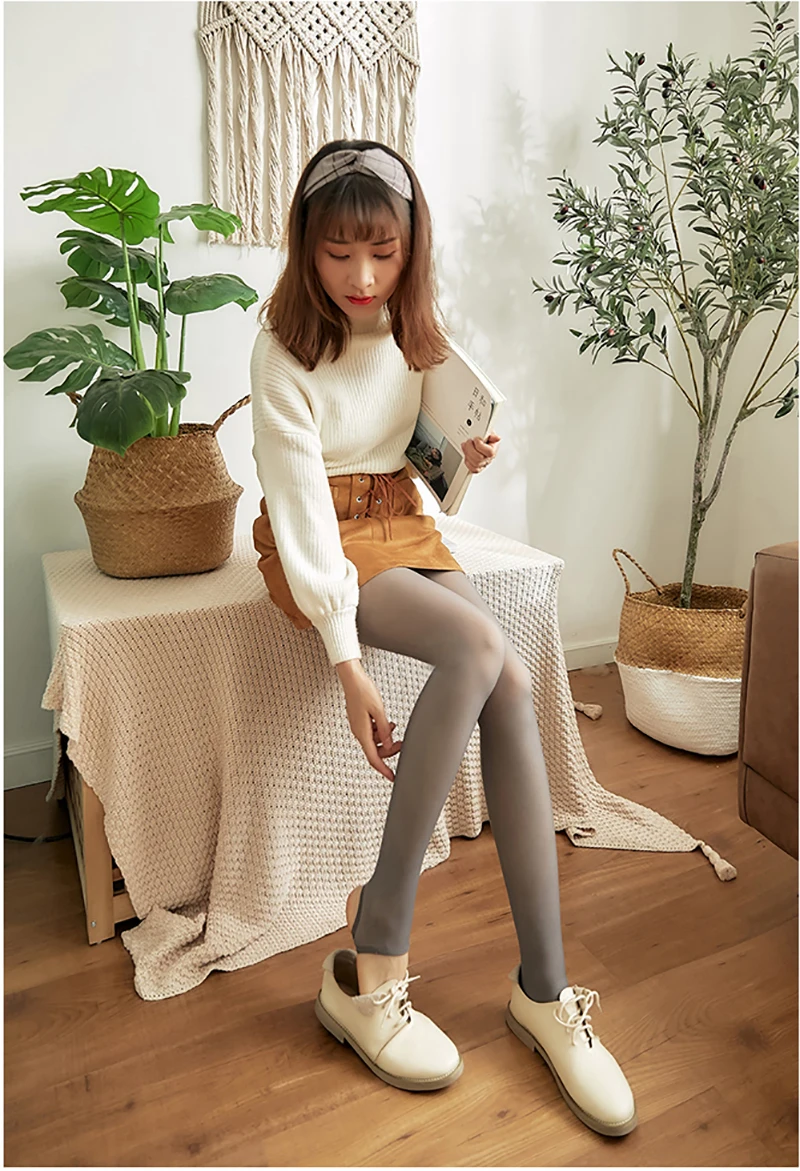 Verdicken Plus Größe Winter Warme Leggings Frauen Fleece Strumpfhosen Frauen Sexy Elastische Transluzente Thermische Strumpfhosen Dünne Samt Strumpf – Detail 13