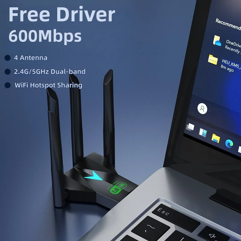 

Двухдиапазонный 600 Мбит/с Wi-Fi USB-адаптер 2,5/5 ГГц Wi-Fi-ключ USB3.0 драйвер беспроводного приемника бесплатно для Win XP/7/8/8.1/10/11 ПК/ноутбука