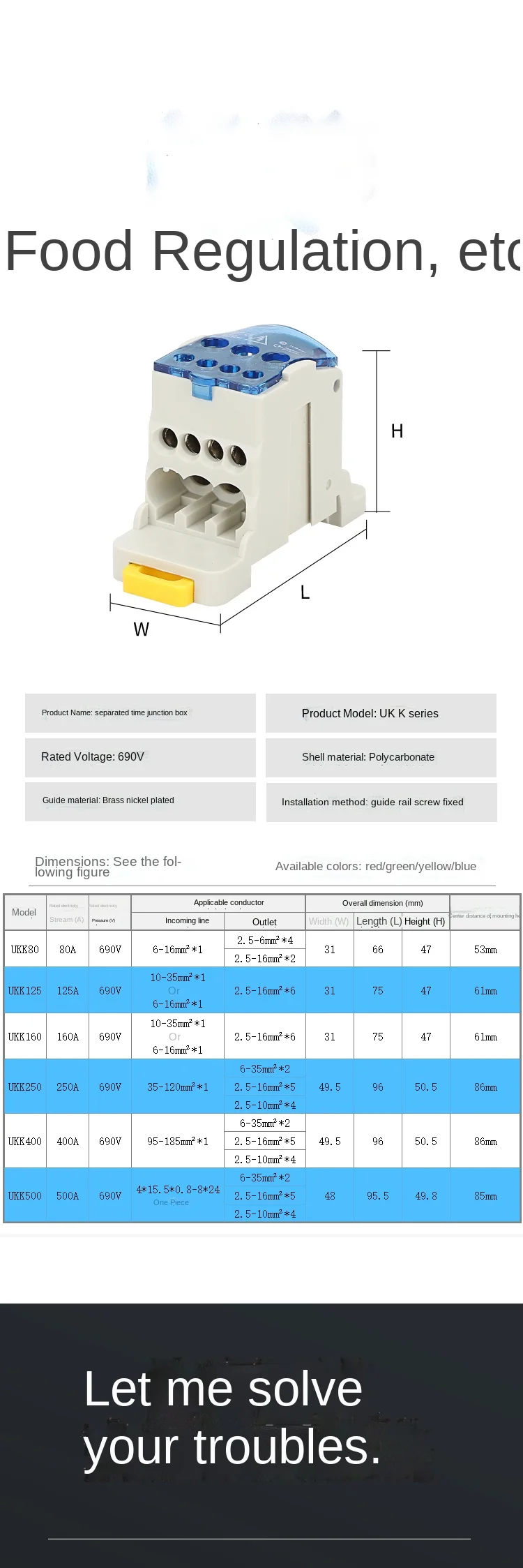 Elektrischer Kabelverbinder Ein-Ein-Mehr-Aus Verteilerdose DIN-Schienen-Klemmenblöcke Anschlussdose Verteiler UKK-80/160/250A400 – Detail 7