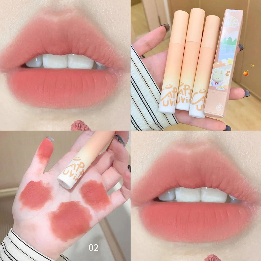 CAPPUVINI Cantaloupe Lip Glaze Velvet Soft Mist Lip Cream Naked Color Low Saturation Lipstick Long Lasting Lip Gloss Cosmetics