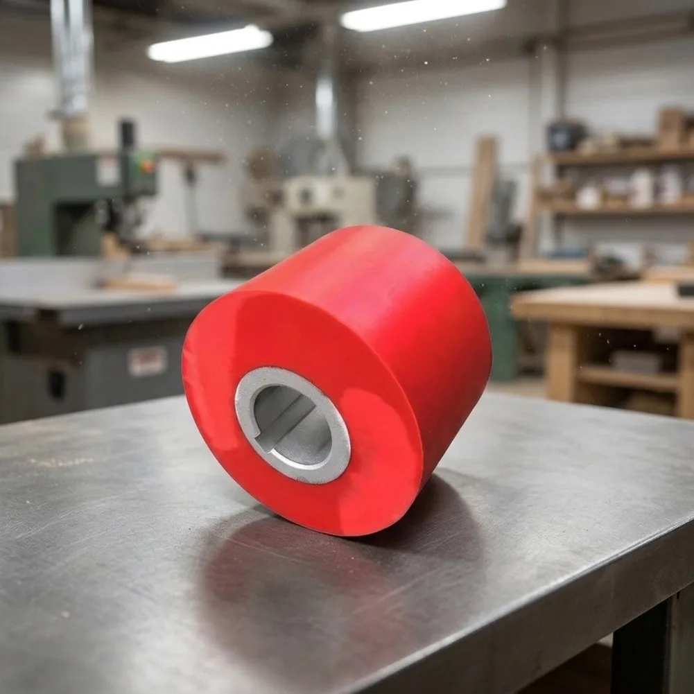 1 Piece Feed Roller Compatible with Round Rod Sanding Machines 85x60mm 28mm Shaft Diameter Keyway 6x3mm Red Rubber Metal