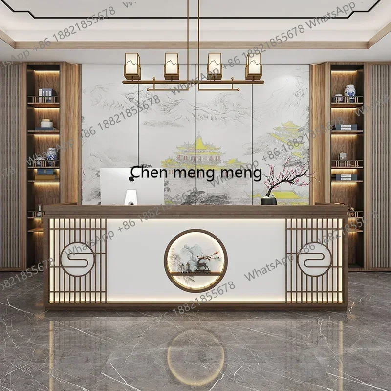 

New arrive European Information Store Reception Desk Check Out Simple Counter Standing Reception Replica Desk Lectern Trendy Fur