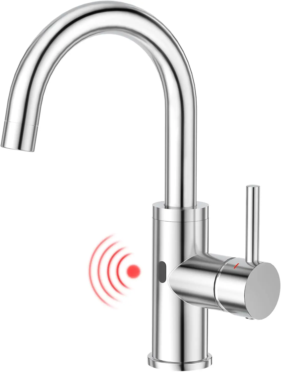 

Touchless Bar Sink Faucet,Chrome Bathroom Facuets 1 3 Holes, Single Handle Bathroom Faucets with Deck Plate,360°Swivel Stai