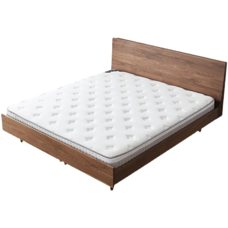 

Nordic black walnut light luxury simple modern 1.5m 1.8m oak master bedroom suspended shelf queen bed