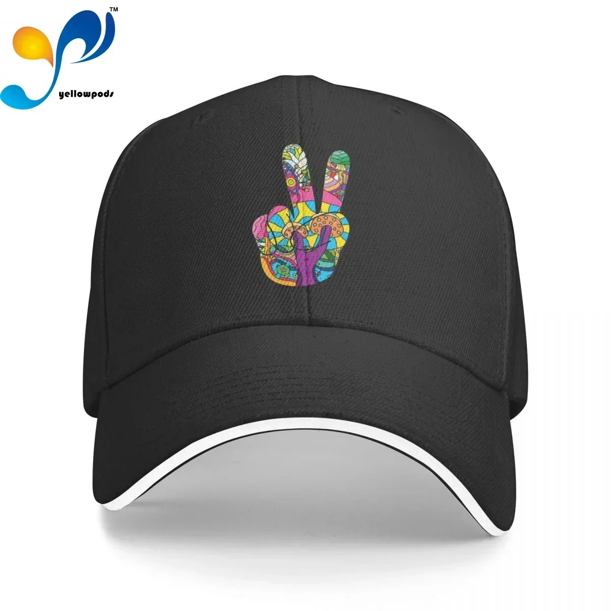 Psychedelic Hand Peace Sign Hippie Sticker Men's New Baseball Cap Fashion Sun Hats Caps for Men and Women