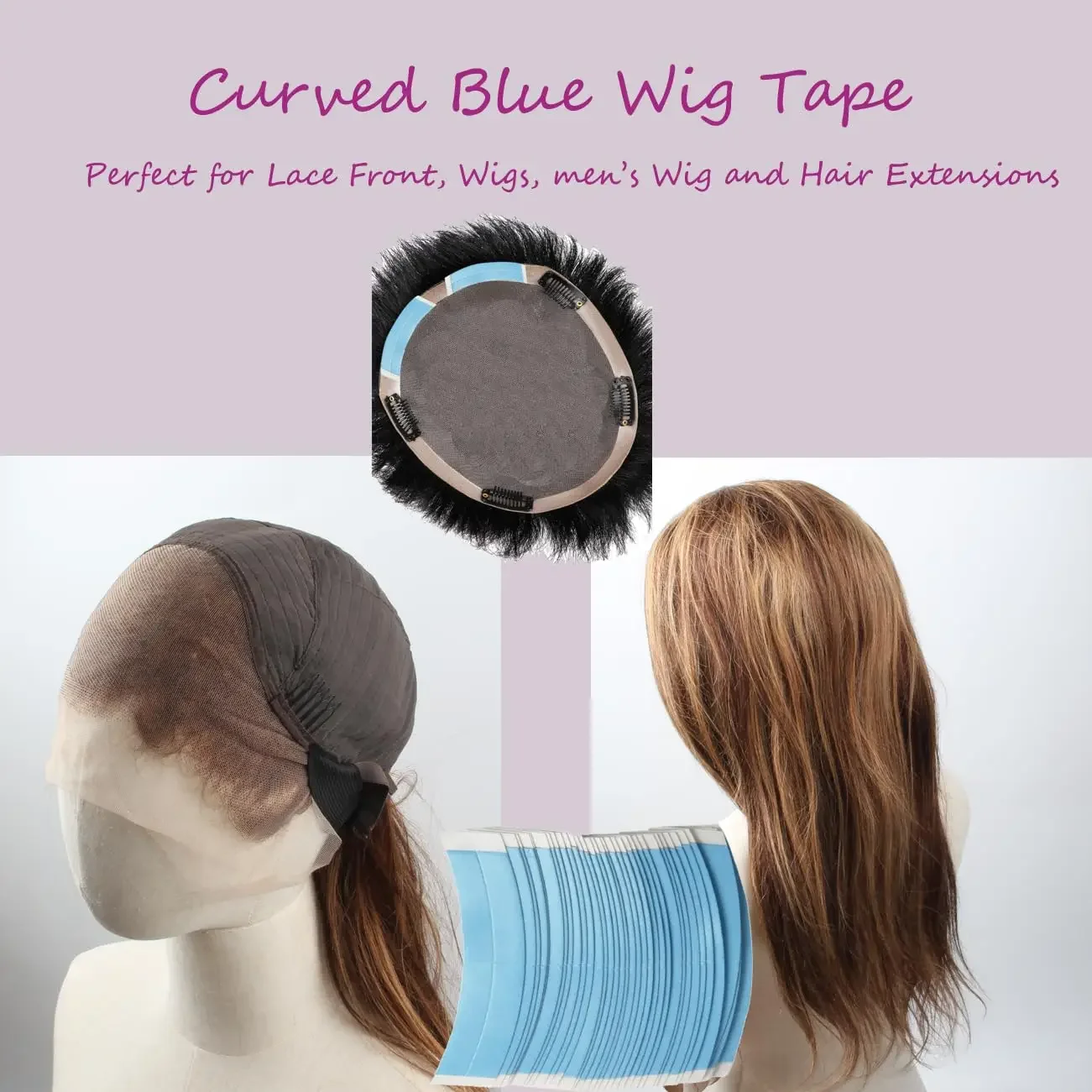 Super Strong Double Adhesive Hair Wig Tape 20Pcs/36Pcs Lot Waterproof Extension Strips for Toupee Lace Wigs C-Shape Film view 5