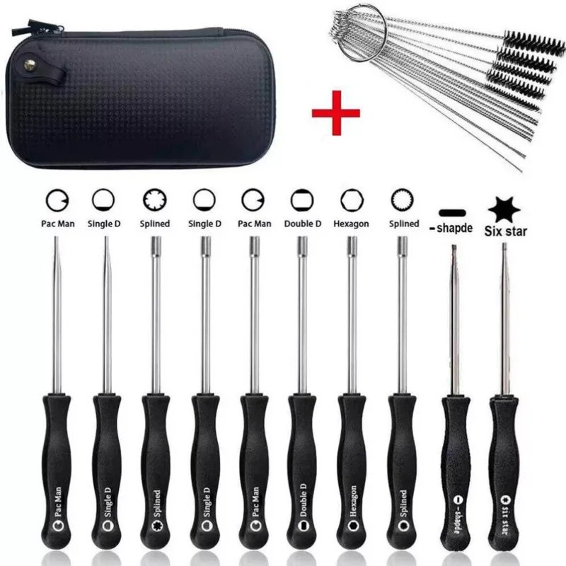 25Pcs Carburetor Idle Speed Adjustment Screwdriver and Cleaning Brush Set with Black PU Leather Carrying Case