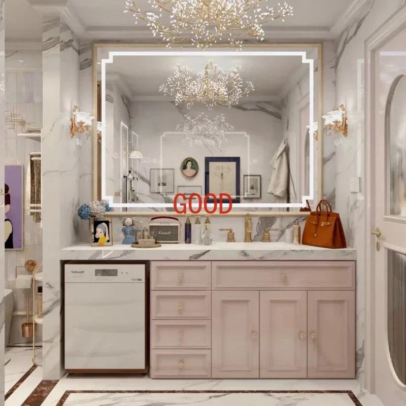 

Vanity Bathroom Combination European style Furniture Balcony Washing Machine Integrated Rock Board Wash Face Pellet Cabinet