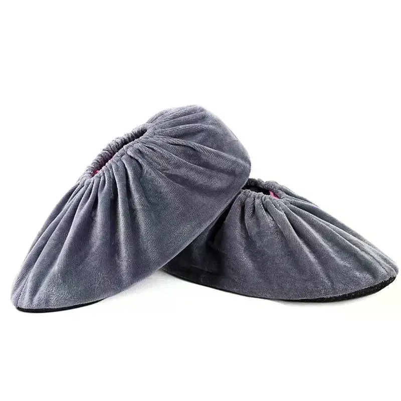 1 Pair Thicken Plush Shoe Covers Reusable Anti-slip Soles Durable Wear-resistant Foot Covers For Indoor Outdoor Shoe Covers